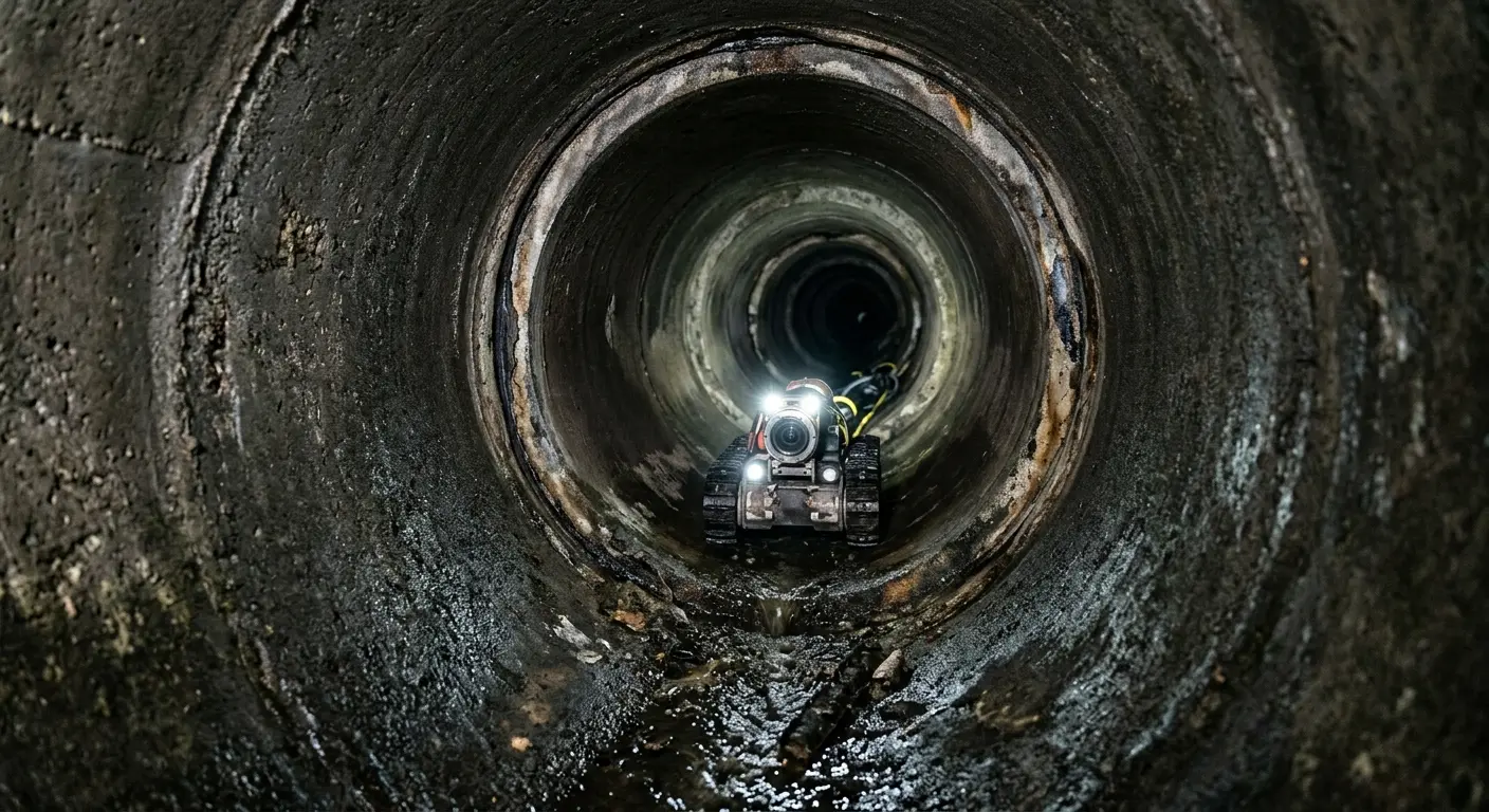 Robotic sewer camera inspecting pipe interior for Sewer Line Cleaning in Grosse Pointe Woods